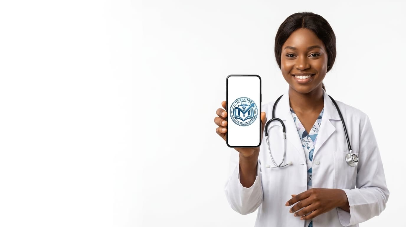 Médecin sénégalaise présentant l'application mobile TutoratMed